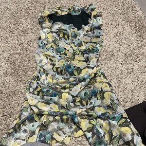 Zara Floral Sleeveless Dress - Yellow and Green